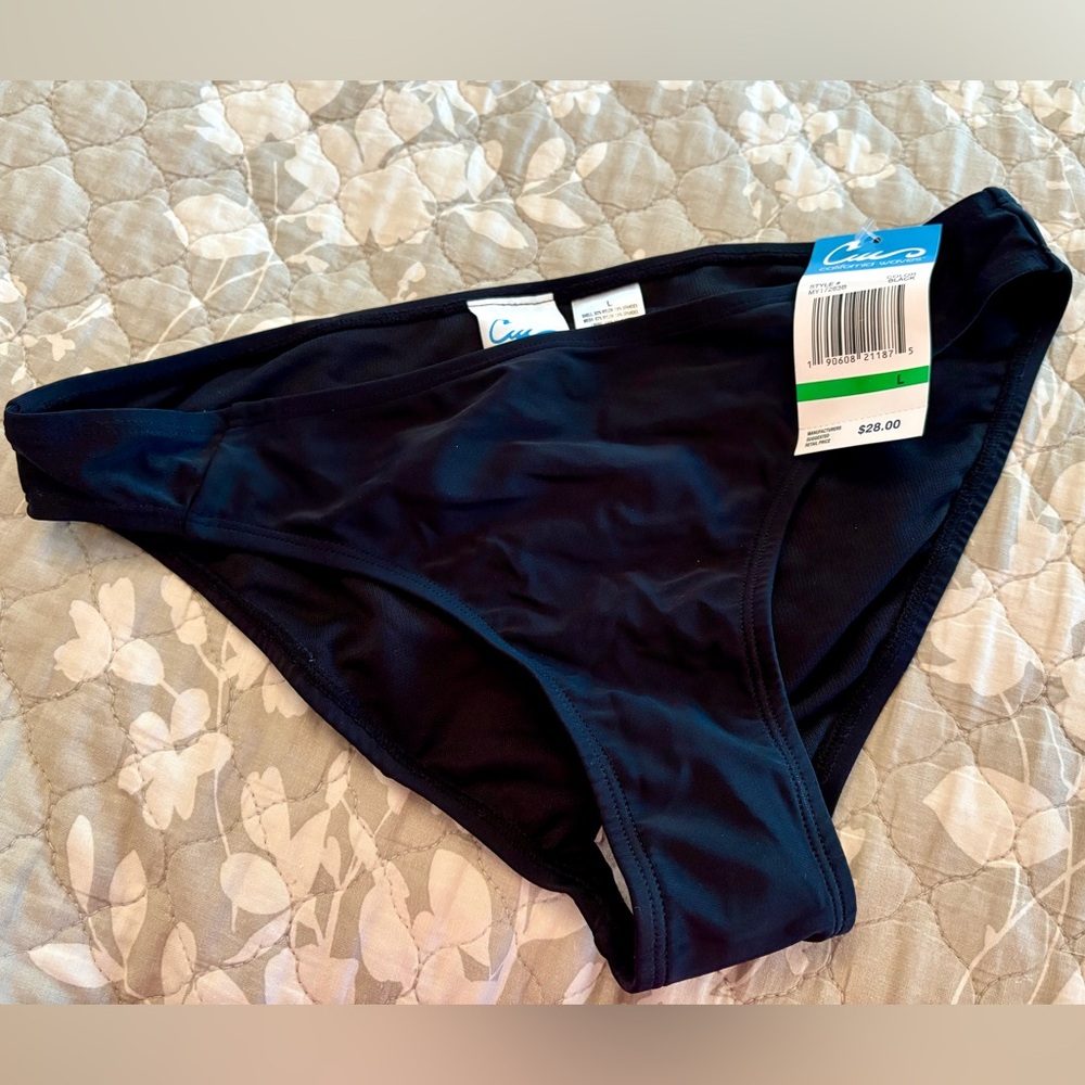 NWT California Waves Black Bikini Bottoms Size L